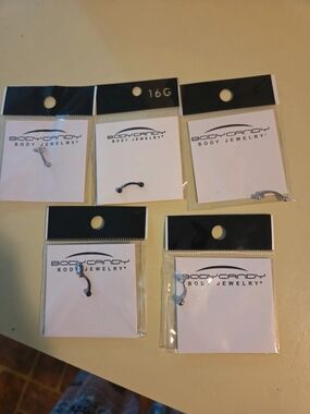 Body Candy Lot Of 5 Eyebrow Rings 16G